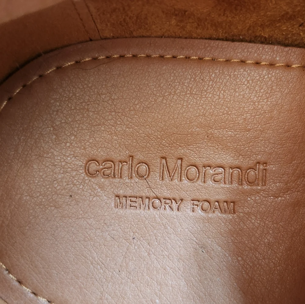 CARLO MORANDI Memory foam Derby shoes canvas & suade tan, size 11 shoes.